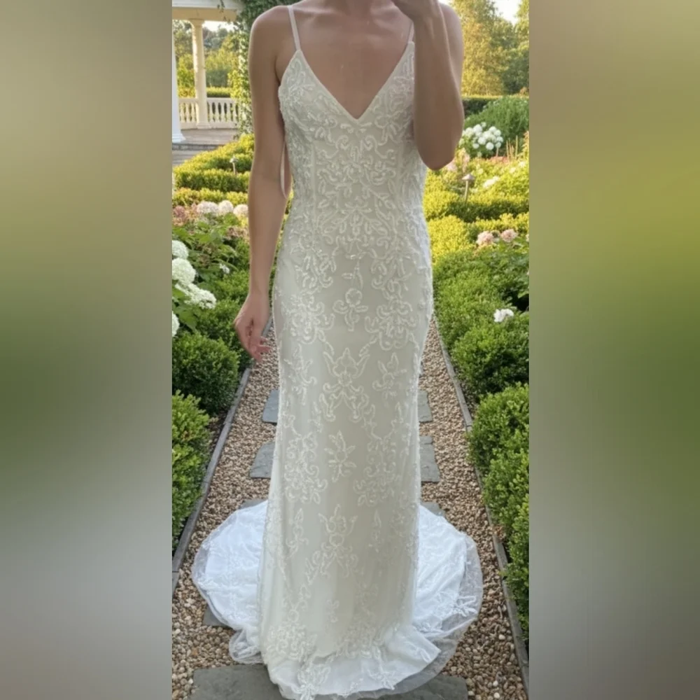 Lulus Everlasting Passion White Sequin Beaded Backless Maxi Wedding Dress - Picture 14 of 16
